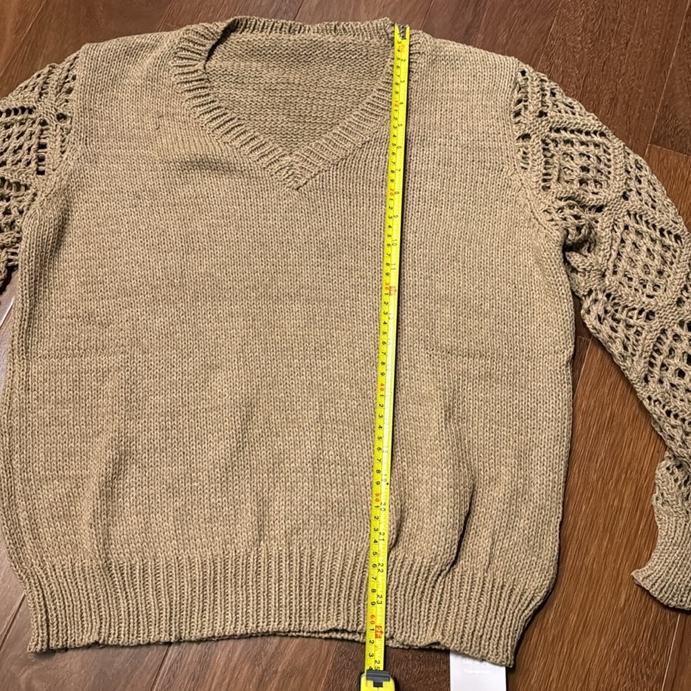 NWT Women’s size Large Sweater Pointelle V-Neck - Picture 11 of 12